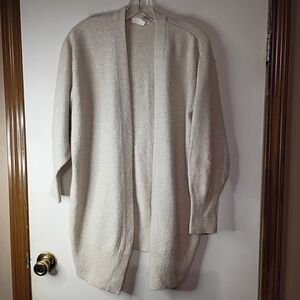 H&M Beige Open Front Cardigan Women's Medium 3/4 Sleeve Lightweight Layer